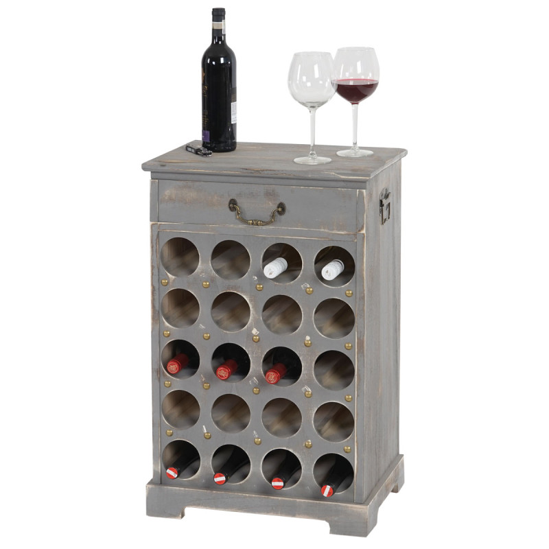 Etagère à vin Lucan pour 20 bouteilles / 76x48x31cm / style Shabby Chic - gris