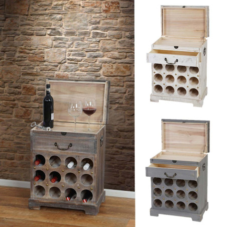 Etagère à vin Lucan pour 12 bouteilles / 60x48x31cm / style Shabby Chic - marron