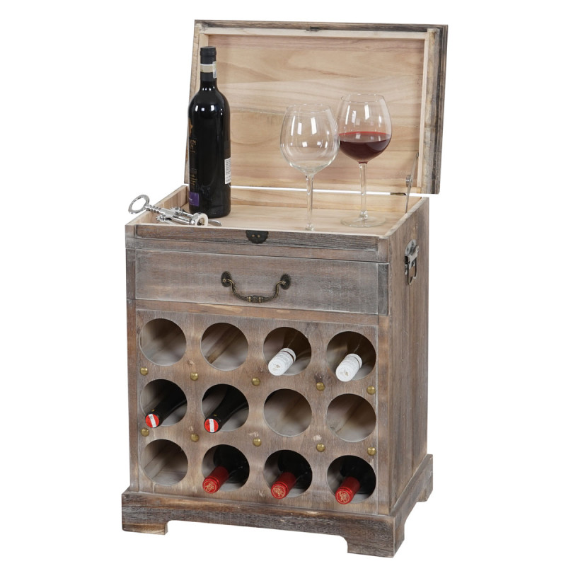 Etagère à vin Lucan pour 12 bouteilles / 60x48x31cm / style Shabby Chic - marron