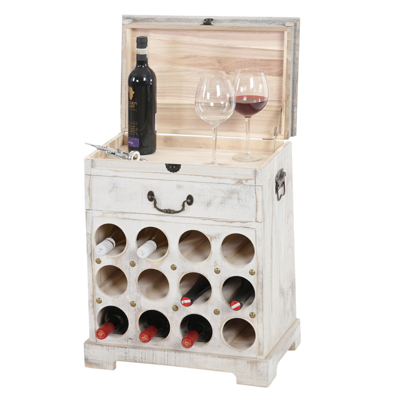 Etagère à vin Lucan pour 12 bouteilles / 60x48x31cm / style Shabby Chic - blanc