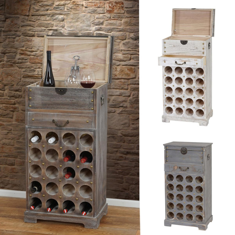 Etagère à vin Lucan pour 20 bouteilles / mobilier de bois / style Shabby Chic - gris