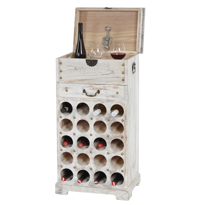 Etagère à vin Lucan pour 20 bouteilles / mobilier de bois / style Shabby Chic - blanc