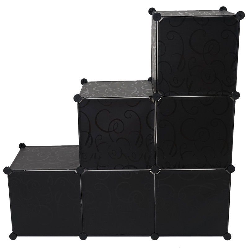 Etagère rangement Sydney système emboîtable 8 compartiments à 37x37x47cm - noir