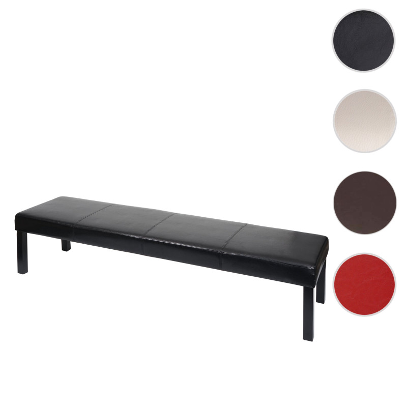 Banquette Banc M37 similicuir - 180x43x49 cm rouge brillant, pieds foncés