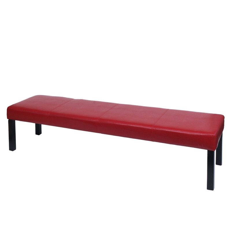 Banquette Banc M37 similicuir - 180x43x49 cm rouge brillant, pieds foncés