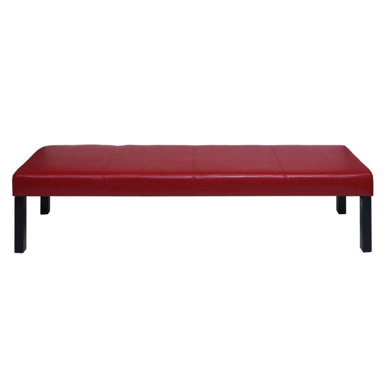 Banquette Banc M37 similicuir - 180x43x49 cm rouge brillant, pieds foncés