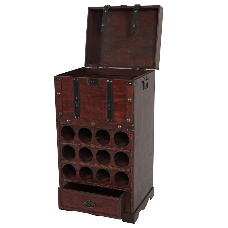 Etagère à vin Calvados pour 12 bouteilles / mobilier de bois / style colonial - 85,5x46x37cm