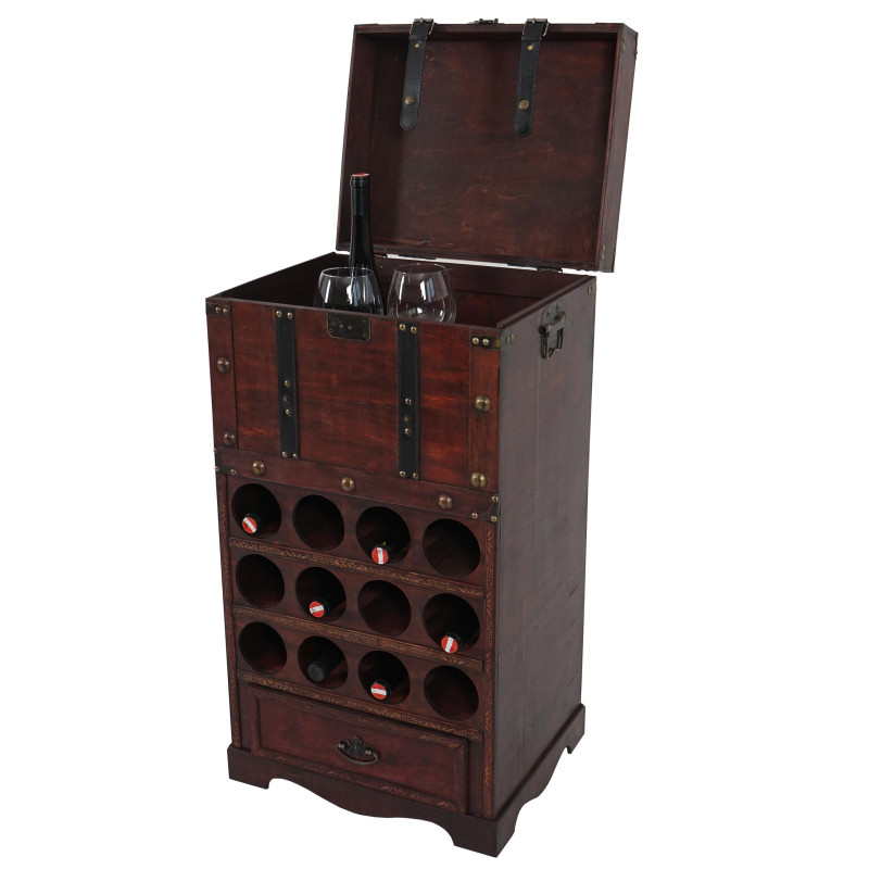 Etagère à vin Calvados pour 12 bouteilles / mobilier de bois / style colonial - 85,5x46x37cm