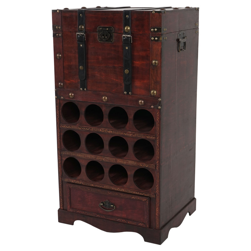 Etagère à vin Calvados pour 12 bouteilles / mobilier de bois / style colonial - 85,5x46x37cm