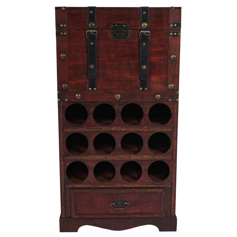 Etagère à vin Calvados pour 12 bouteilles / mobilier de bois / style colonial - 85,5x46x37cm