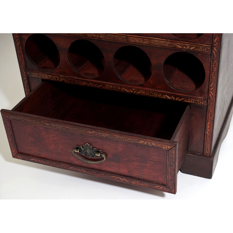 Etagère à vin Calvados pour 12 bouteilles / mobilier de bois / style colonial - 85,5x46x37cm