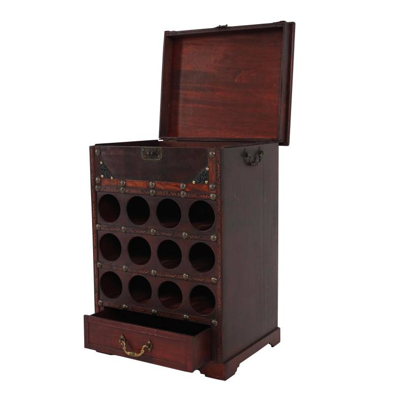 Etagère à vin Calvados pour 12 bouteilles / mobilier de bois / style colonial - 69x47x38cm