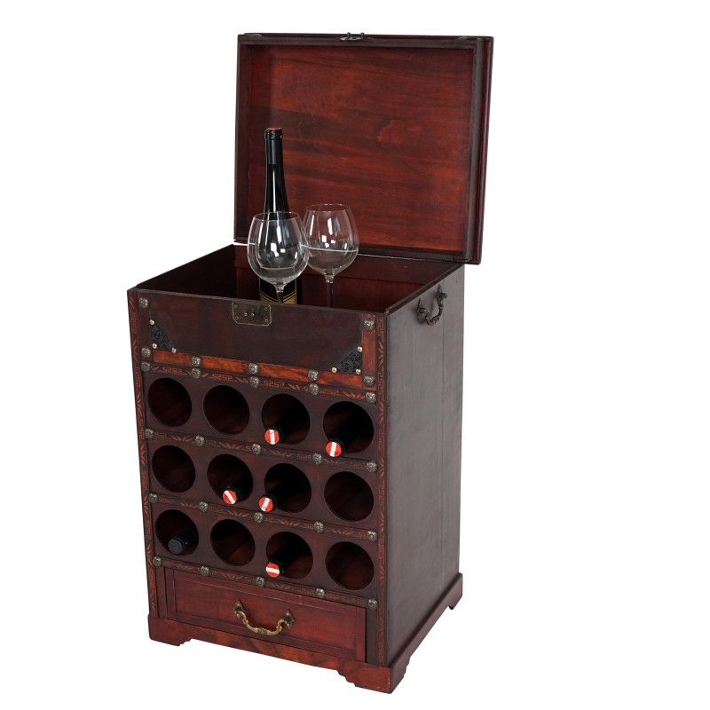 Etagère à vin Calvados pour 12 bouteilles / mobilier de bois / style colonial - 69x47x38cm