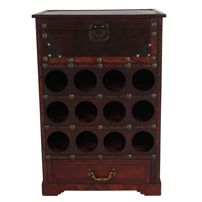 Etagère à vin Calvados pour 12 bouteilles / mobilier de bois / style colonial - 69x47x38cm