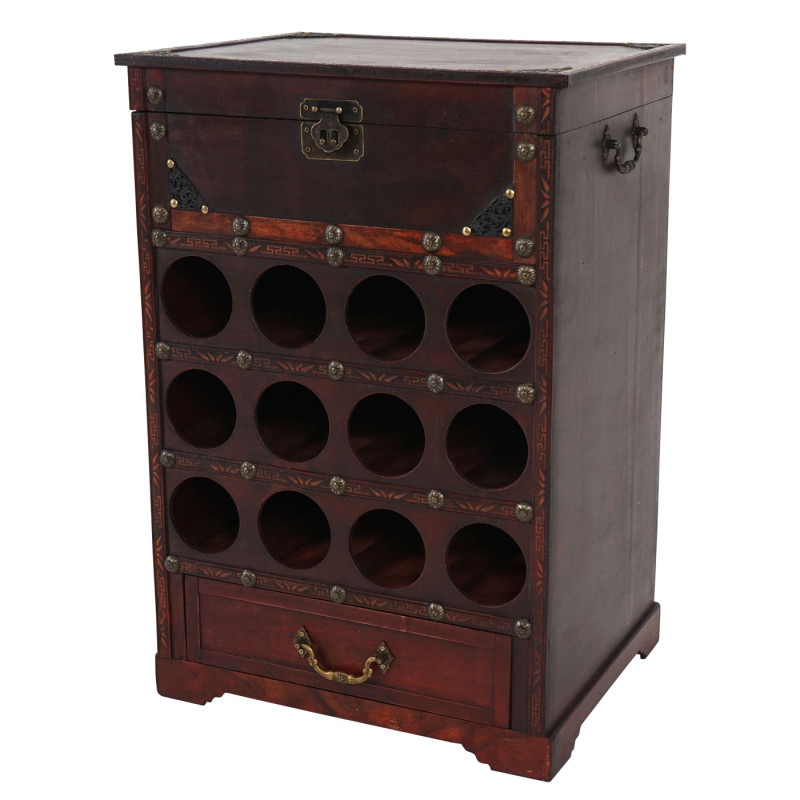 Etagère à vin Calvados pour 12 bouteilles / mobilier de bois / style colonial - 69x47x38cm