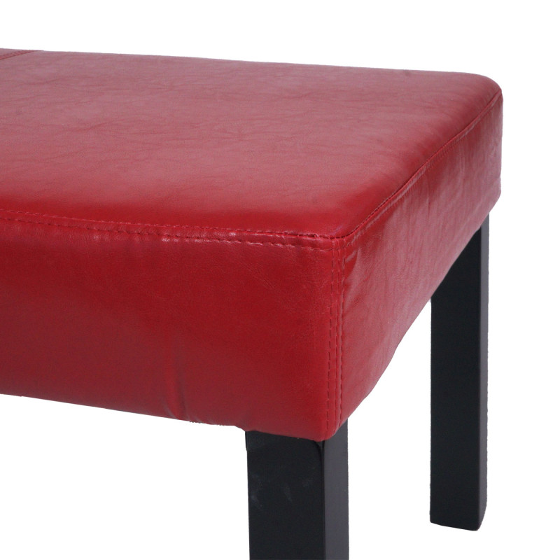 Banquette Banc M37 similicuir - 180x43x49 cm rouge brillant, pieds foncés