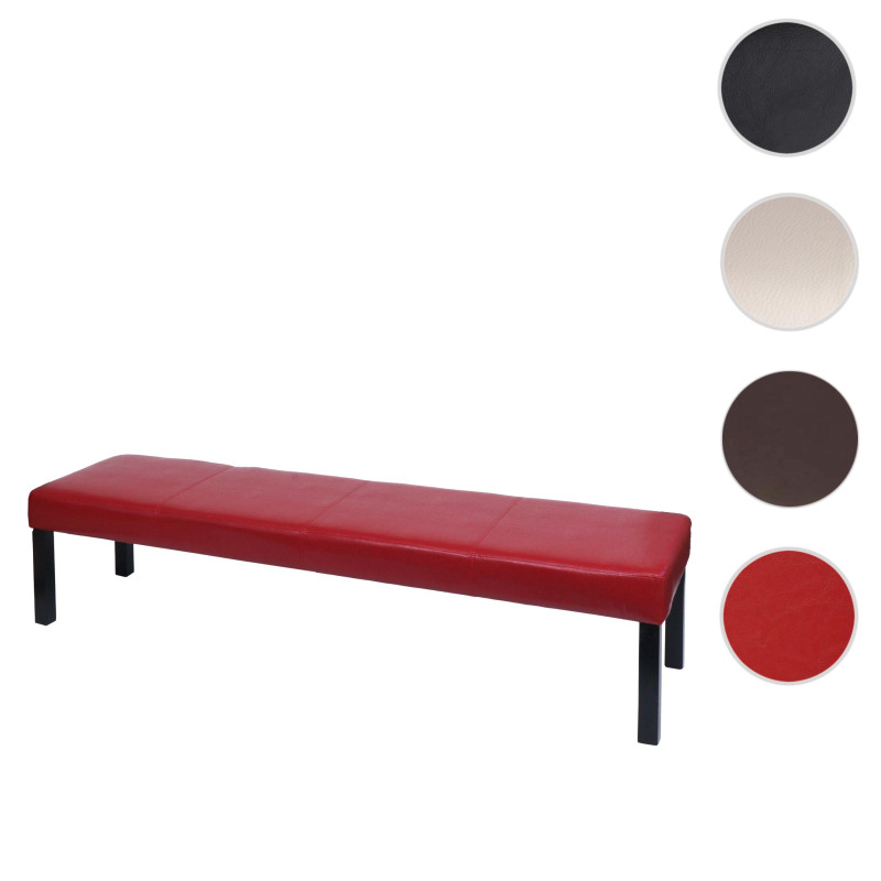 Banquette Banc M37 similicuir - 180x43x49 cm rouge brillant, pieds foncés