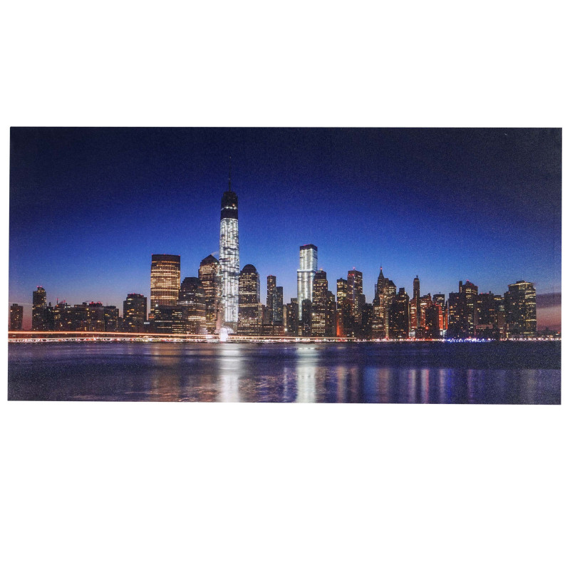 Toile de décoration murale LED tableau illuminé avec minuterie - 100x50cm, One World Trade Center