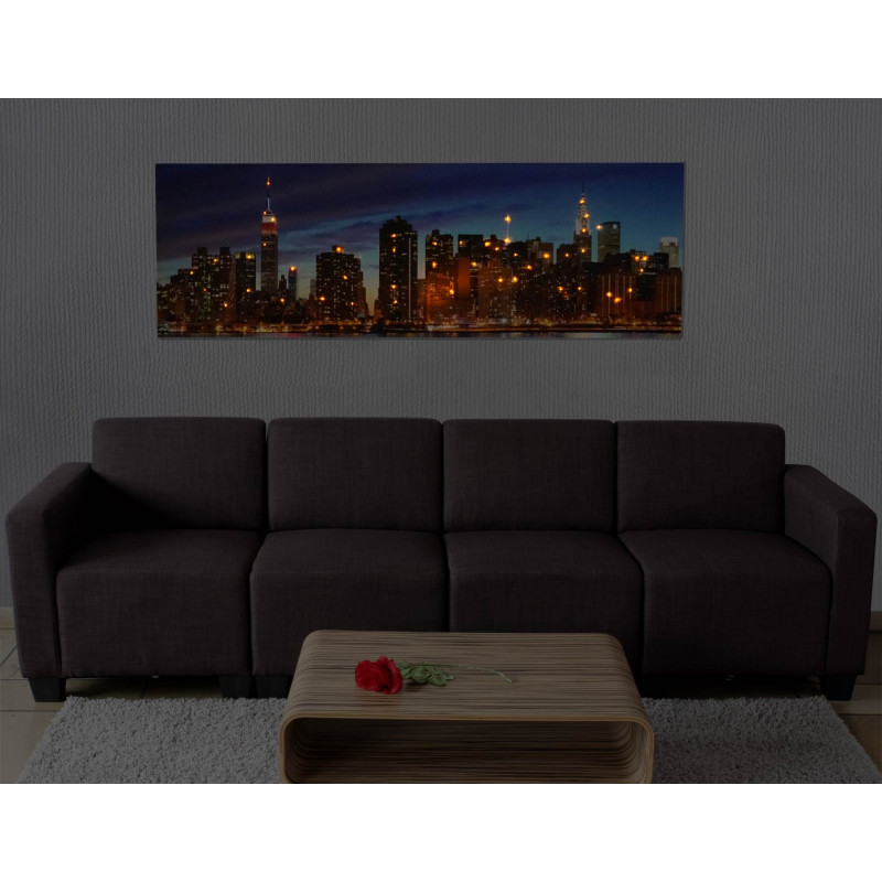 Toile de décoration murale LED tableau illuminé avec minuterie - 120x40cm, motif New York