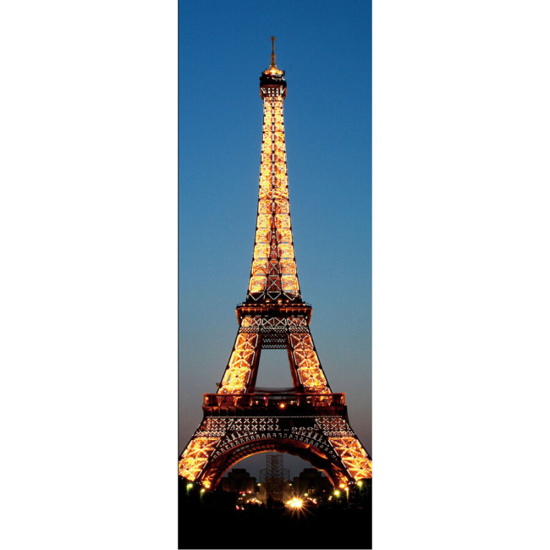 Toile de décoration murale LED tableau illuminé avec minuterie - 100x35cm, motif Tour Eiffel