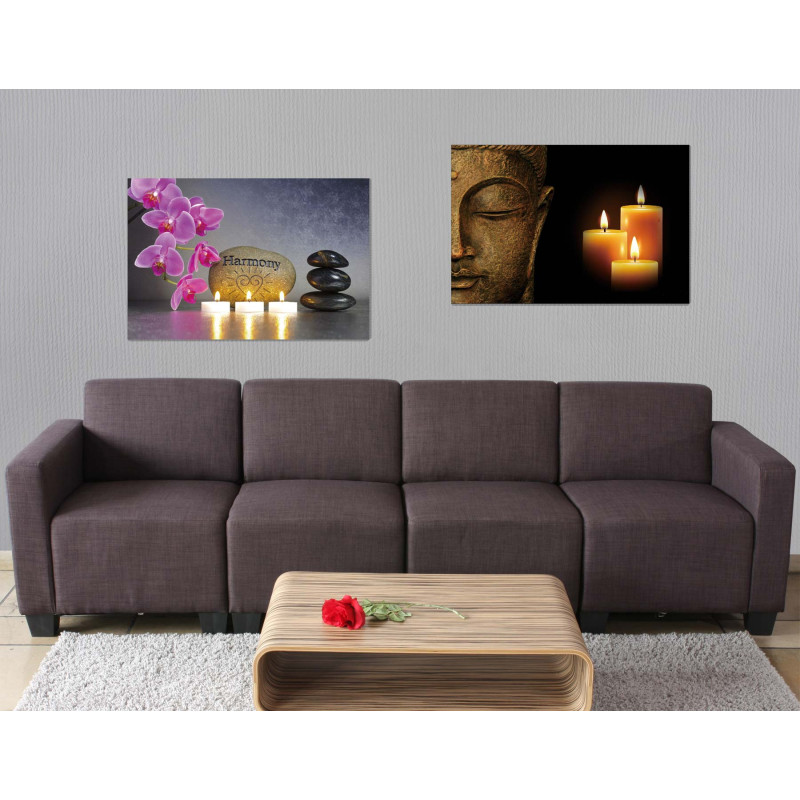 2x toiles de décoration murale LED tableau illuminé avec minuterie - 60x40cm, motif Bouddha