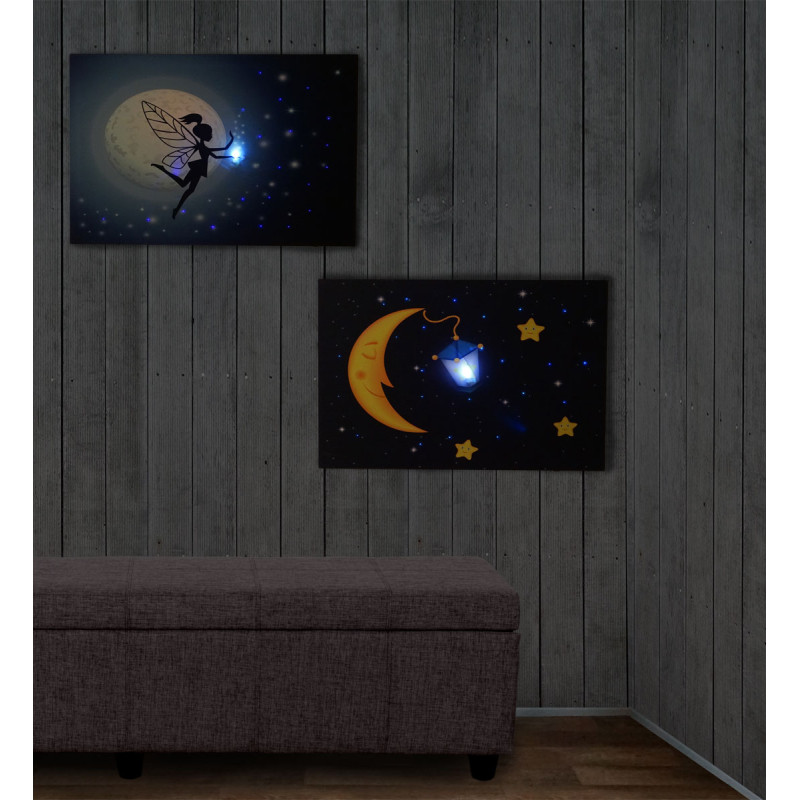 2x photo LED toile murale 40x60cm, minuterie - Enfants + 20 pixels