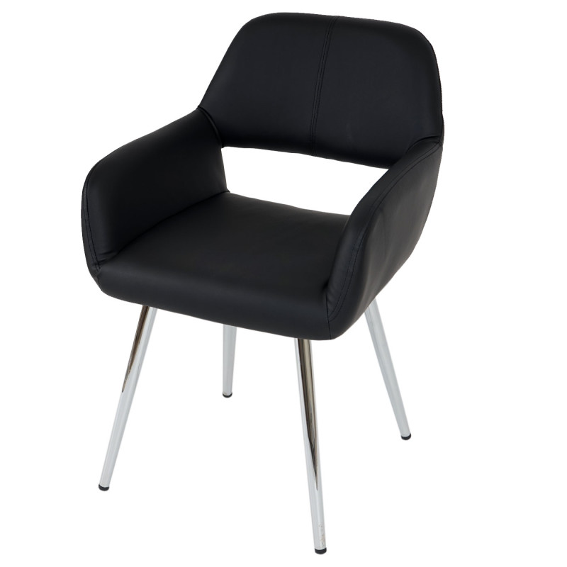 Lot de 6 chaises de séjour Altena , style retro - similicuir, noir