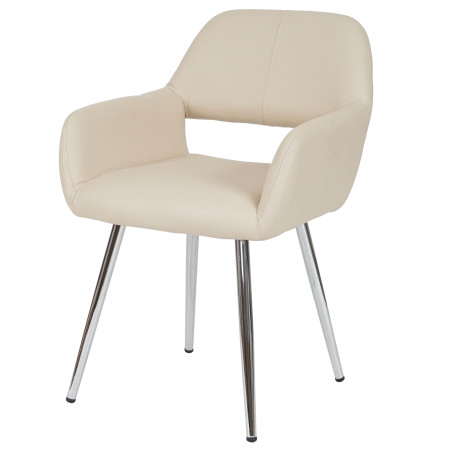 Lot de 6 chaises de séjour Altena , style retro - similicuir, crème