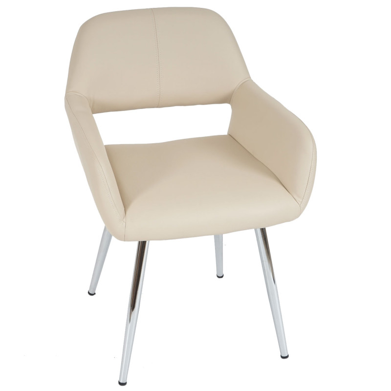 Lot de 6 chaises de séjour Altena , style retro - similicuir, crème