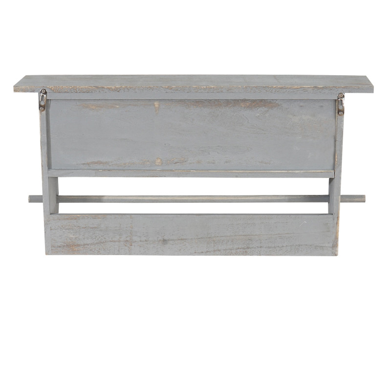 Portemanteau mural, étagère 5 tiroirs, 65x13x32cm, shabby chic, vintage - gris