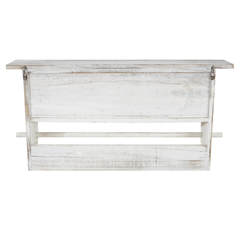 Portemanteau mural, étagère 5 tiroirs, 65x13x32cm, shabby chic, vintage - blanc