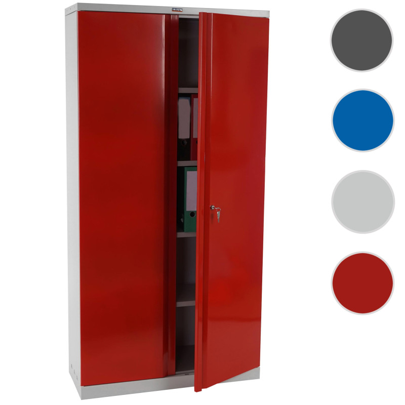 Meuble-classeur Valberg T332, placard de bureau en métal, 2 portes, 182x92x37cm - rouge