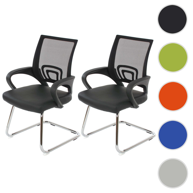Lot de 2 chaises de conférence / chaise visiteurs Ancona, simili-cuir - noir