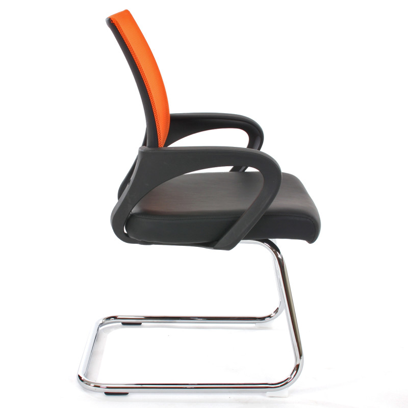 Lot de 2 chaises de conférence / chaise visiteurs Ancona, simili-cuir - orange