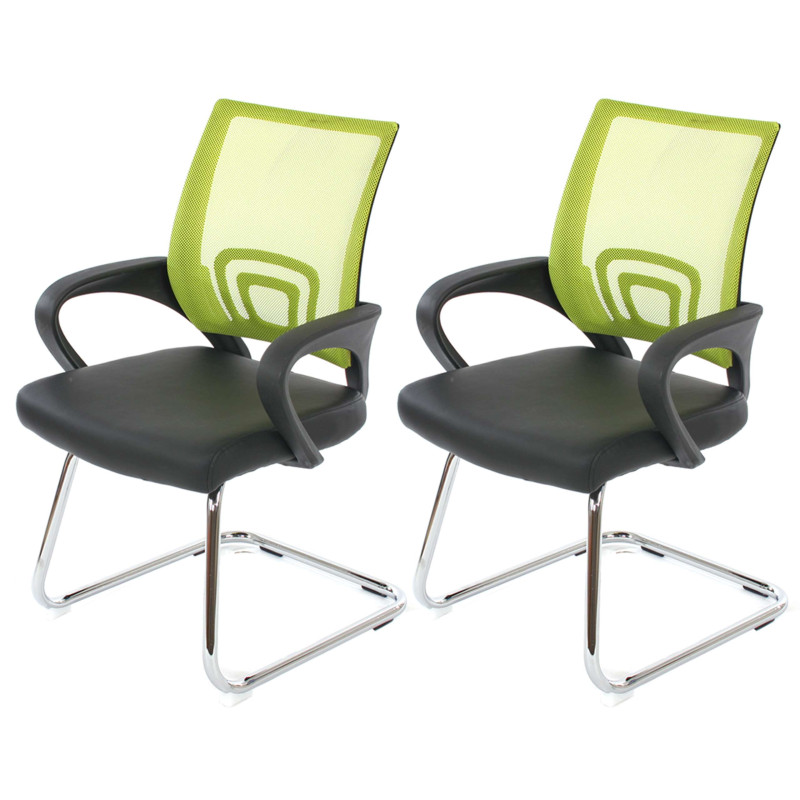 Lot de 2 chaises de conférence / chaise visiteurs Ancona, simili-cuir - vert