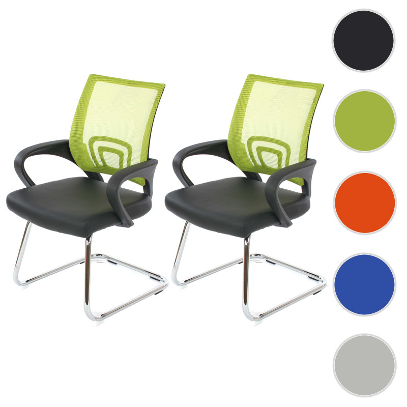 Lot de 2 chaises de conférence / chaise visiteurs Ancona, simili-cuir - vert