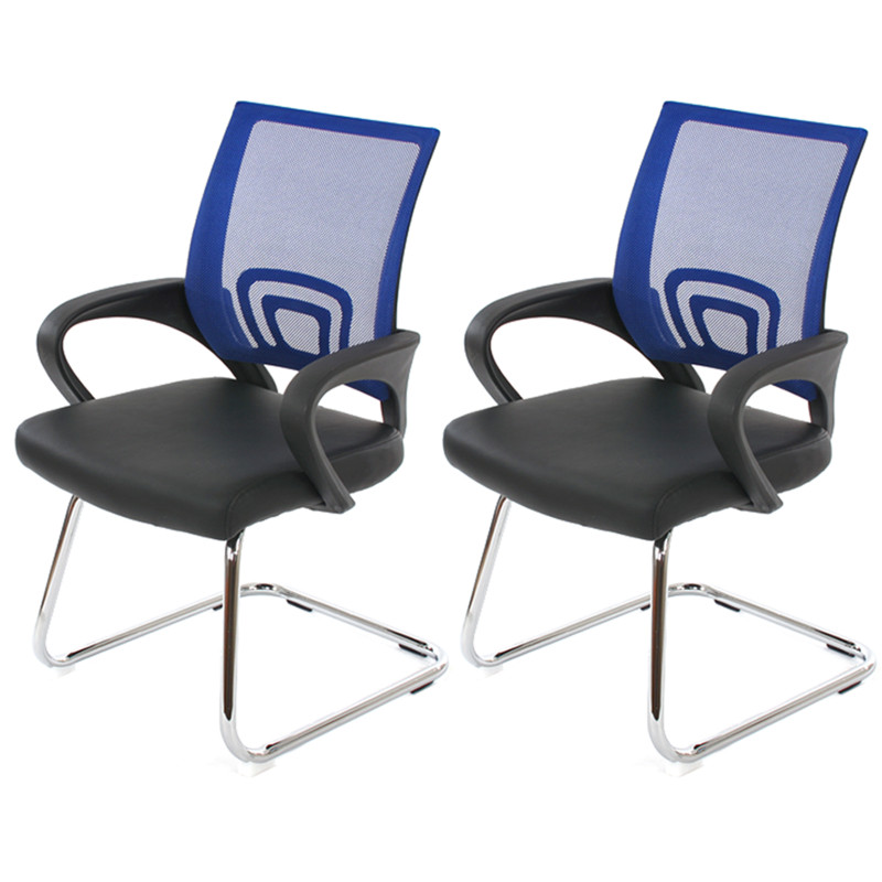 Lot de 2 chaises de conférence / chaise visiteurs Ancona, simili-cuir - bleu