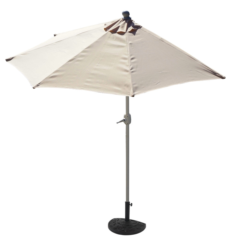 Demi-parasol Parla pour balcon ou terrasse, IP 50+, 285cm - crème avec pied