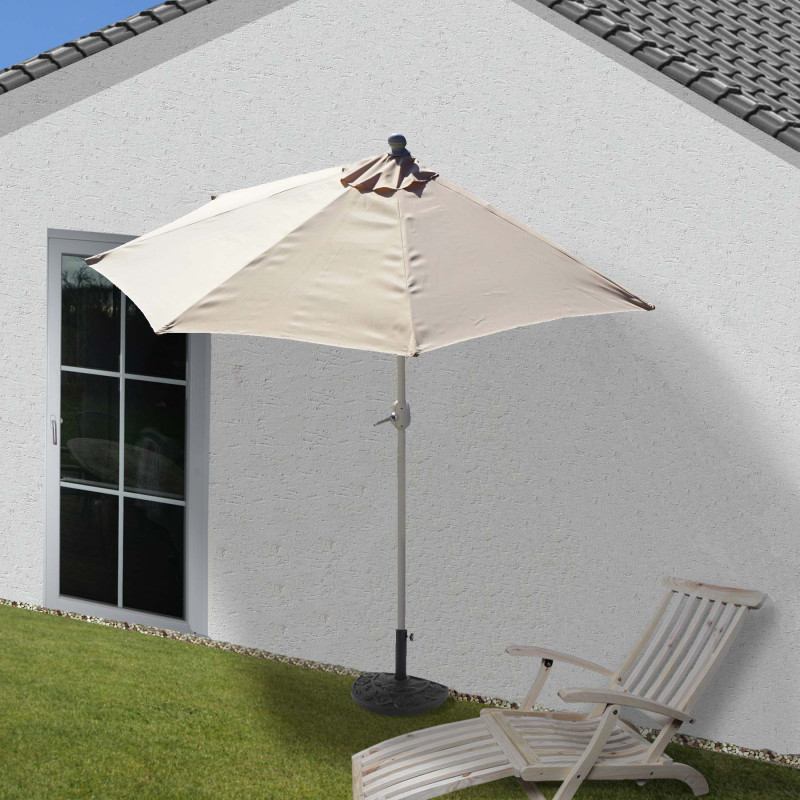 Demi-parasol Parla pour balcon ou terrasse, IP 50+, 285cm - crème avec pied