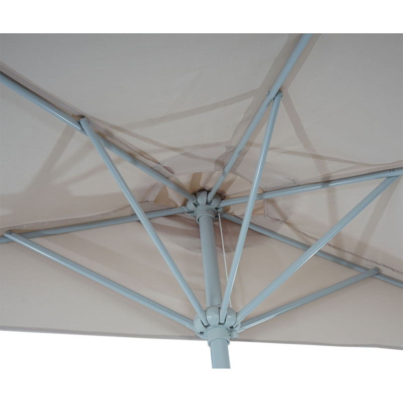 Demi-parasol aluminium Parla pour balcon ou terrasse, IP 50+, 300cm - crème avec pied