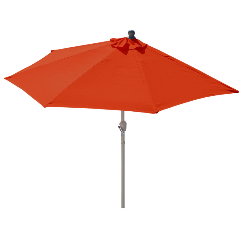 Demi-parasol aluminium Parla pour balcon ou terrasse, IP 50+, 285cm - terracotta sans pied