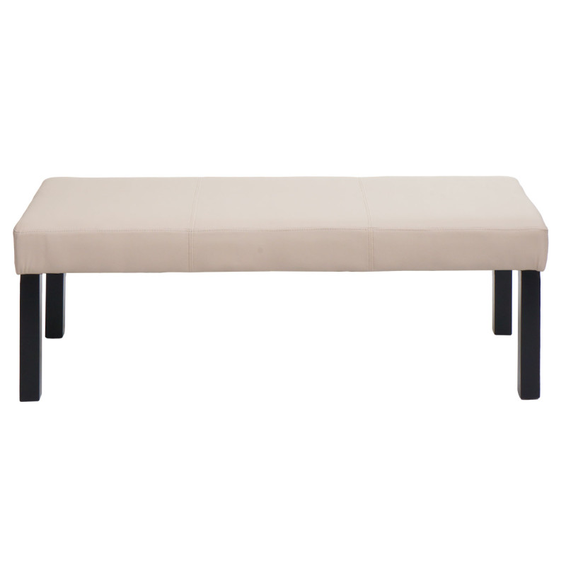 Banquette Banc M37 similicuir - 120x43x49 cm crème, pieds foncés