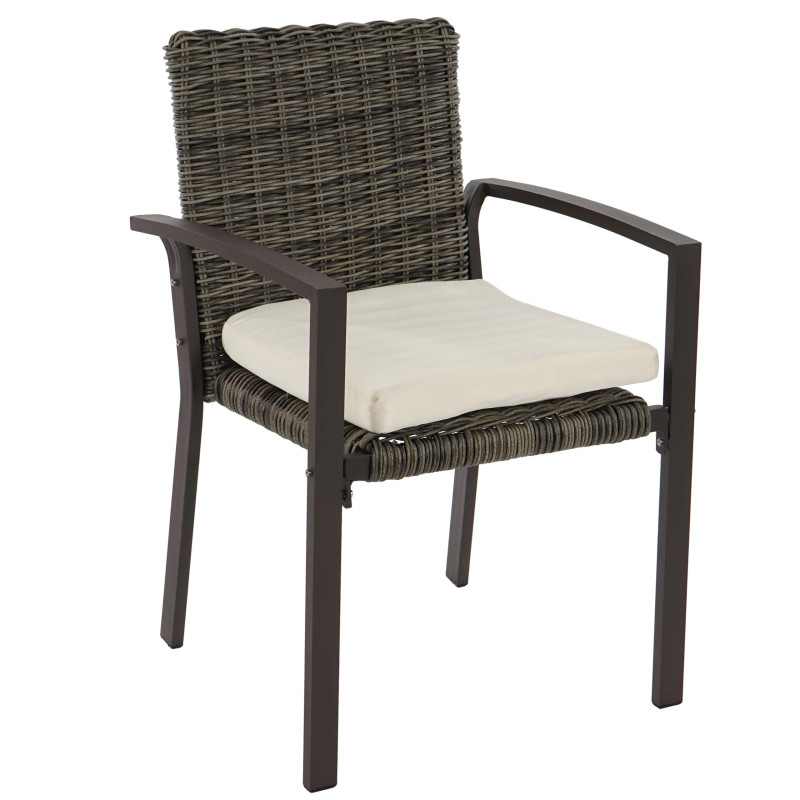 Lot de 2 chaises de jardin polyrotin Palma II empilable avec coussin - taupe