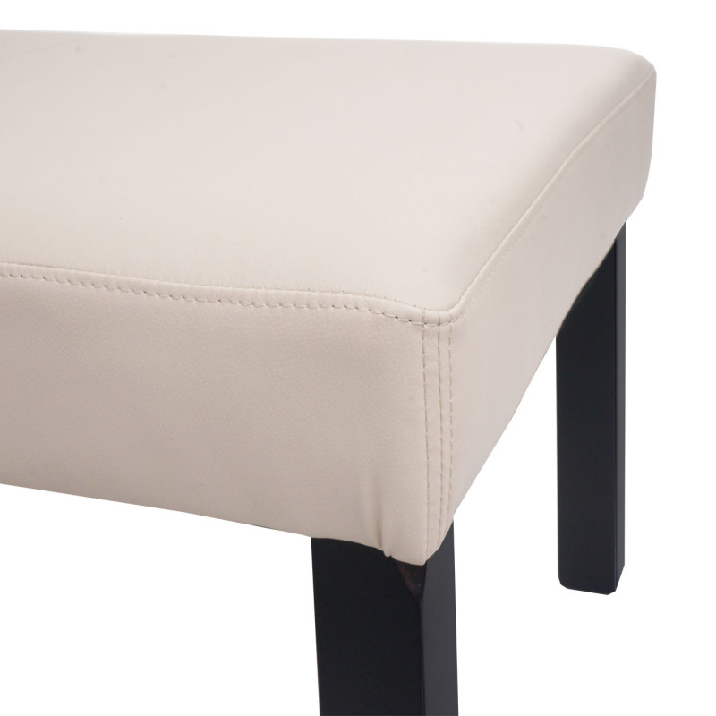 Banquette Banc M37 similicuir - 120x43x49 cm crème, pieds foncés