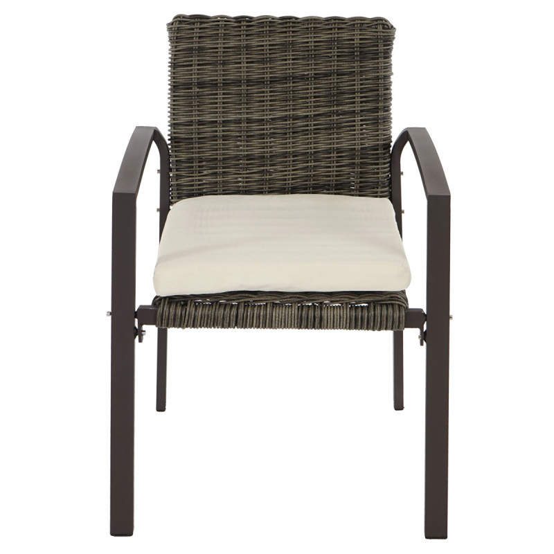 Lot de 2 chaises de jardin polyrotin Palma II empilable avec coussin - taupe