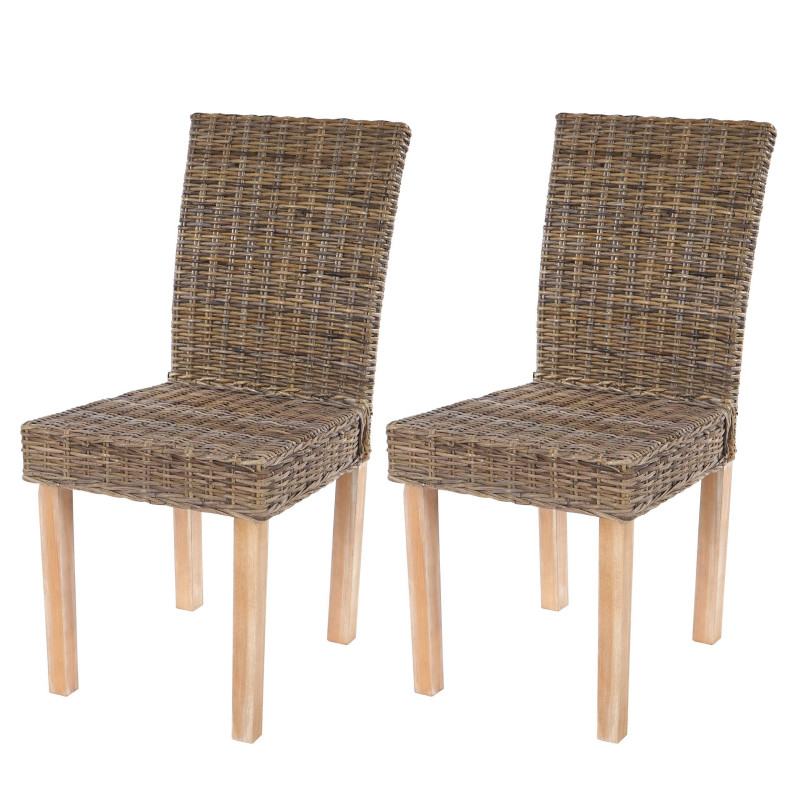 Lot de 2 chaises de s?jour Littau chaise en osier, rotin kubu