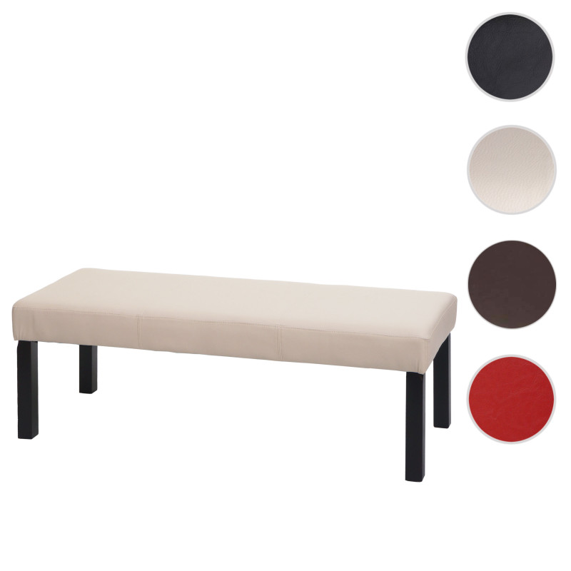 Banquette Banc M37 similicuir - 120x43x49 cm crème, pieds foncés