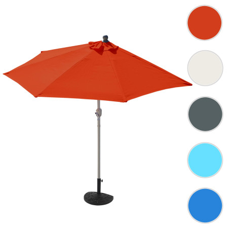 Demi-parasol Parla pour balcon ou terrasse, IP 50+, 260cm - terracotta avec pied