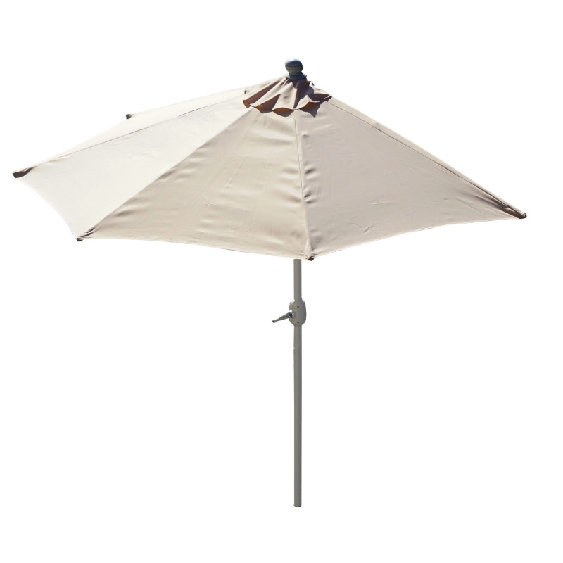 Demi-parasol aluminium Parla pour balcon ou terrasse, IP 50+, 300cm - crème sans pied