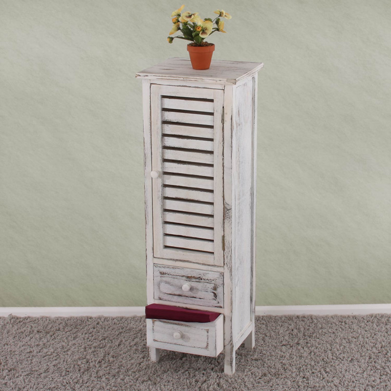 Commode / armoire, 2 tiroirs, 30x25x90cm, shabby, vintage, blanc